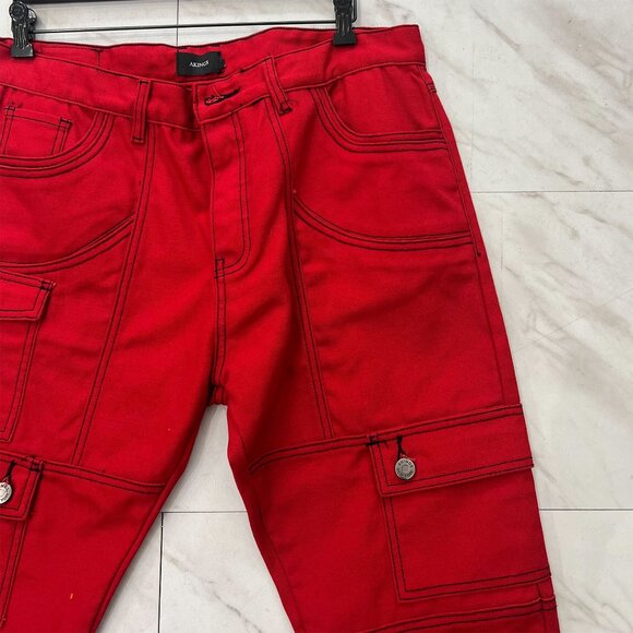 AKINGS Kyle Snap Cargo Pants (Red - Size 36) - Picture 3 of 7